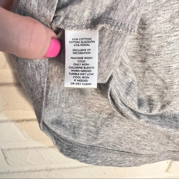 Loft Heather gray short split sleeve lace trim T-shirt - Picture 7 of 7